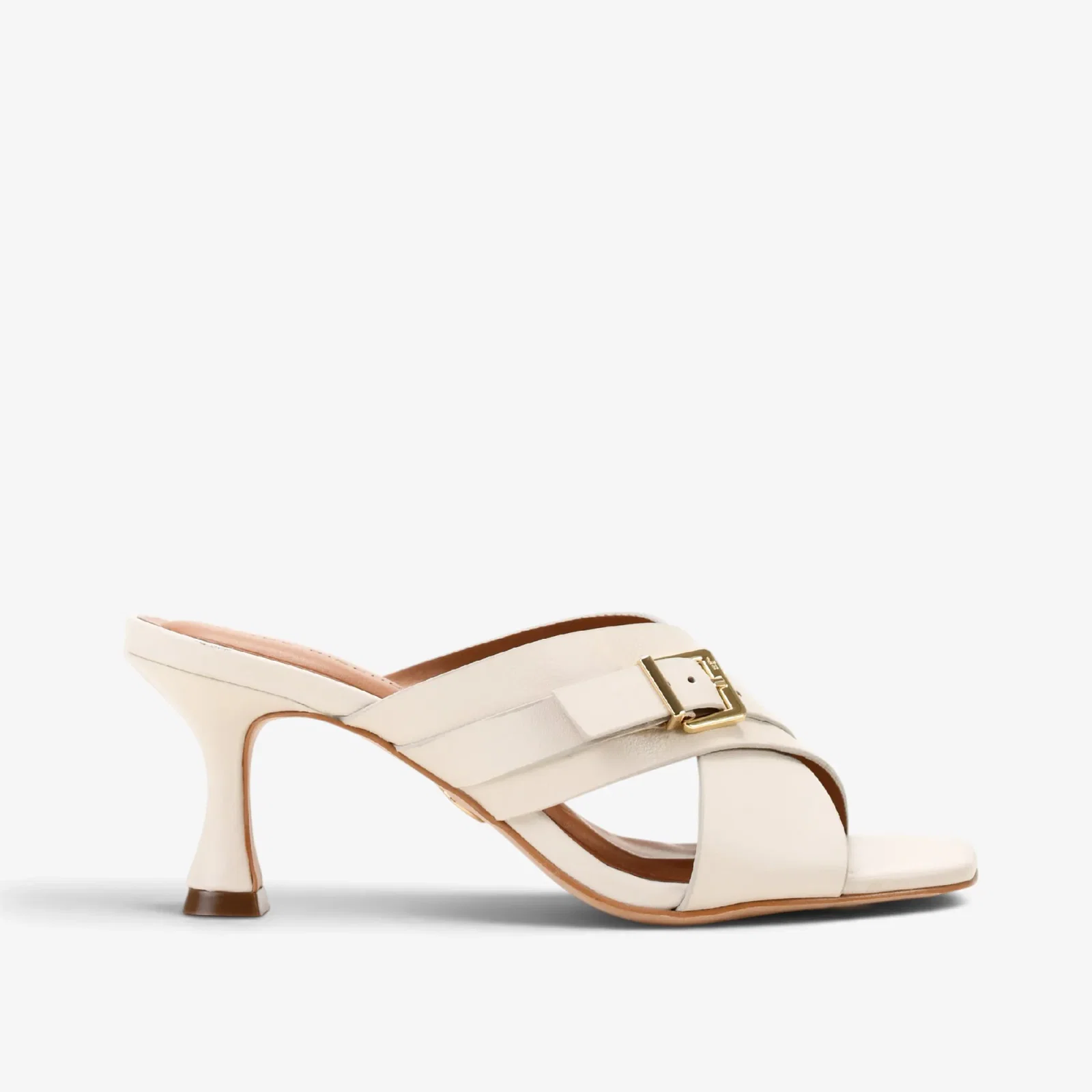 Tamanco Off White Algodão Couro