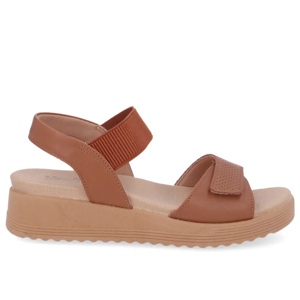 Sandália Salto Plataforma Couro Marrom Fecho-Flex — imagem 1