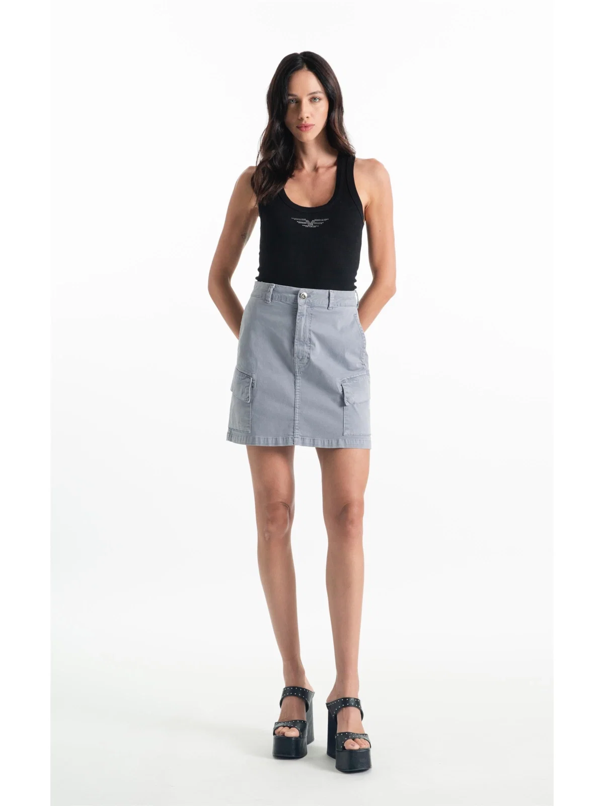 Saia Color Twill Power Emma Cargo Blue Vintage — imagem 1