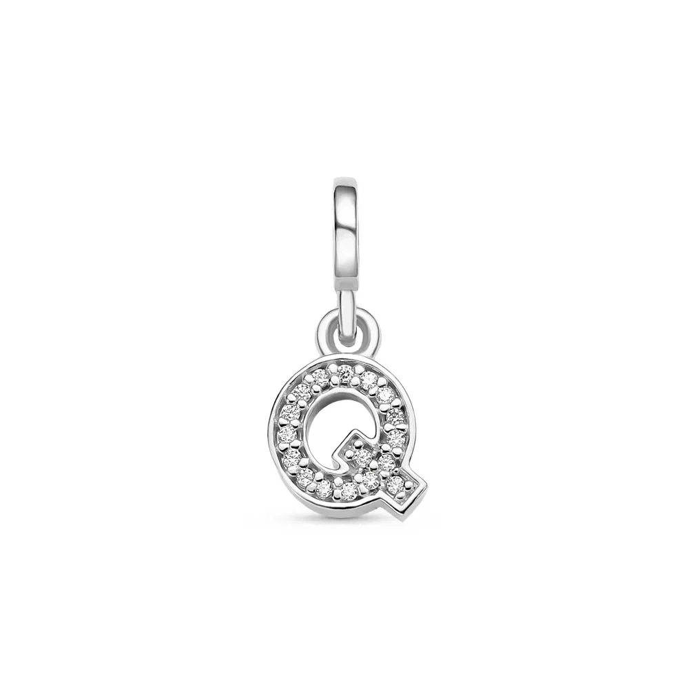Pingente Life Letra Q em Prata 925 com Pedras Incolores — imagem 1