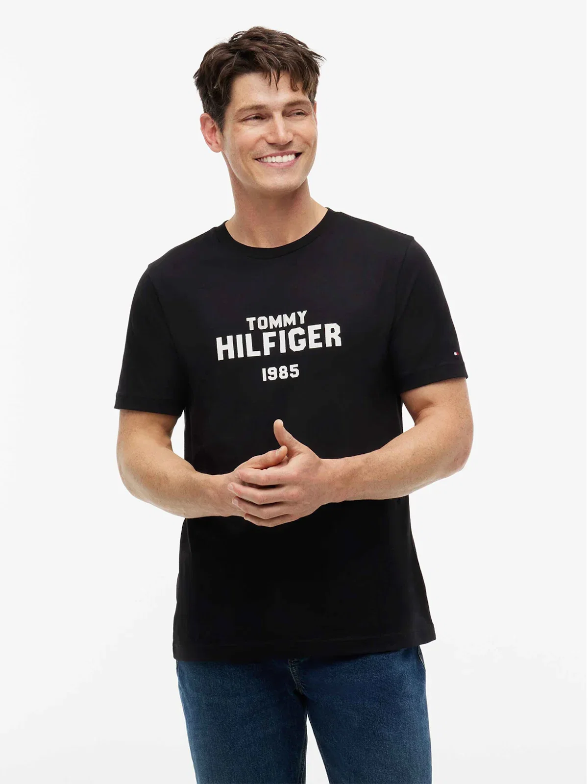 Camiseta com Gola C e Logo Contrastante — imagem 1