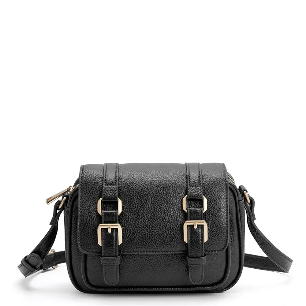 Bolsa Tiracolo Fivelas Preta