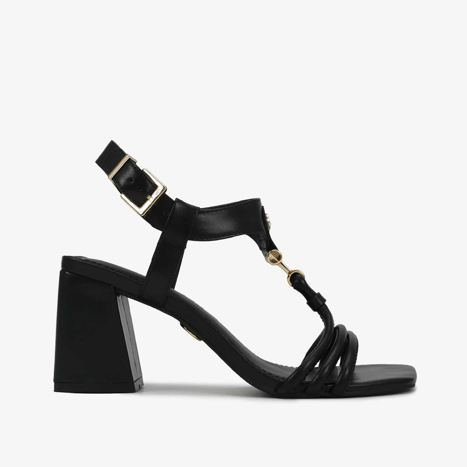 Sandália Salto Bloco Preto Couro