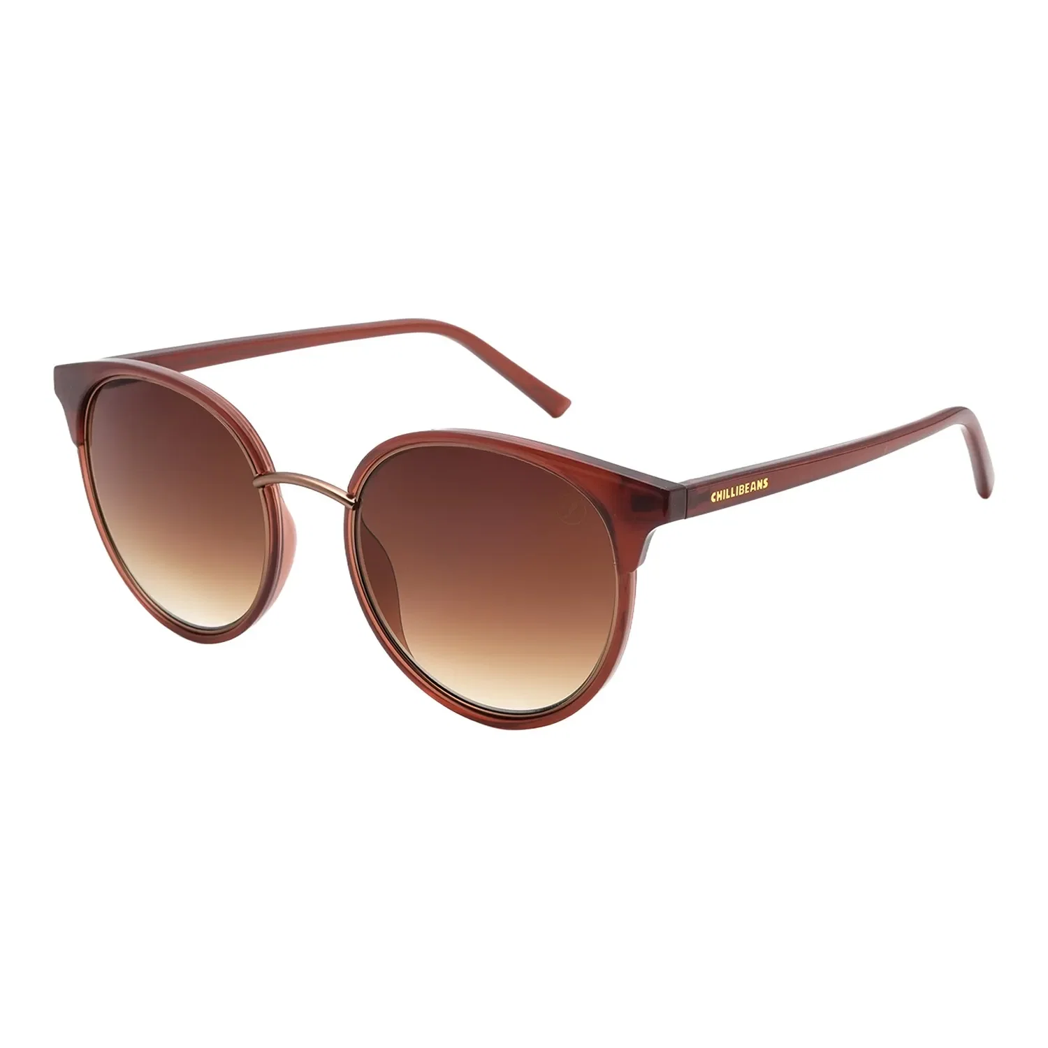 Óculos de Sol Feminino Chilli Beans Redondo Marrom Degradê — imagem 1