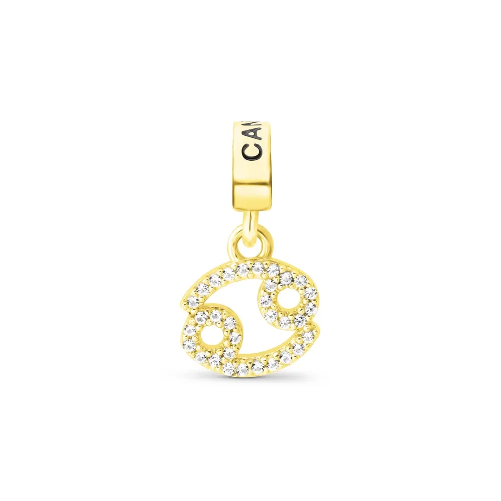 Pingente Life Signo Câncer em Prata 925 com Banho de Ouro Amarelo 18k e Pedras Incolores — imagem 1