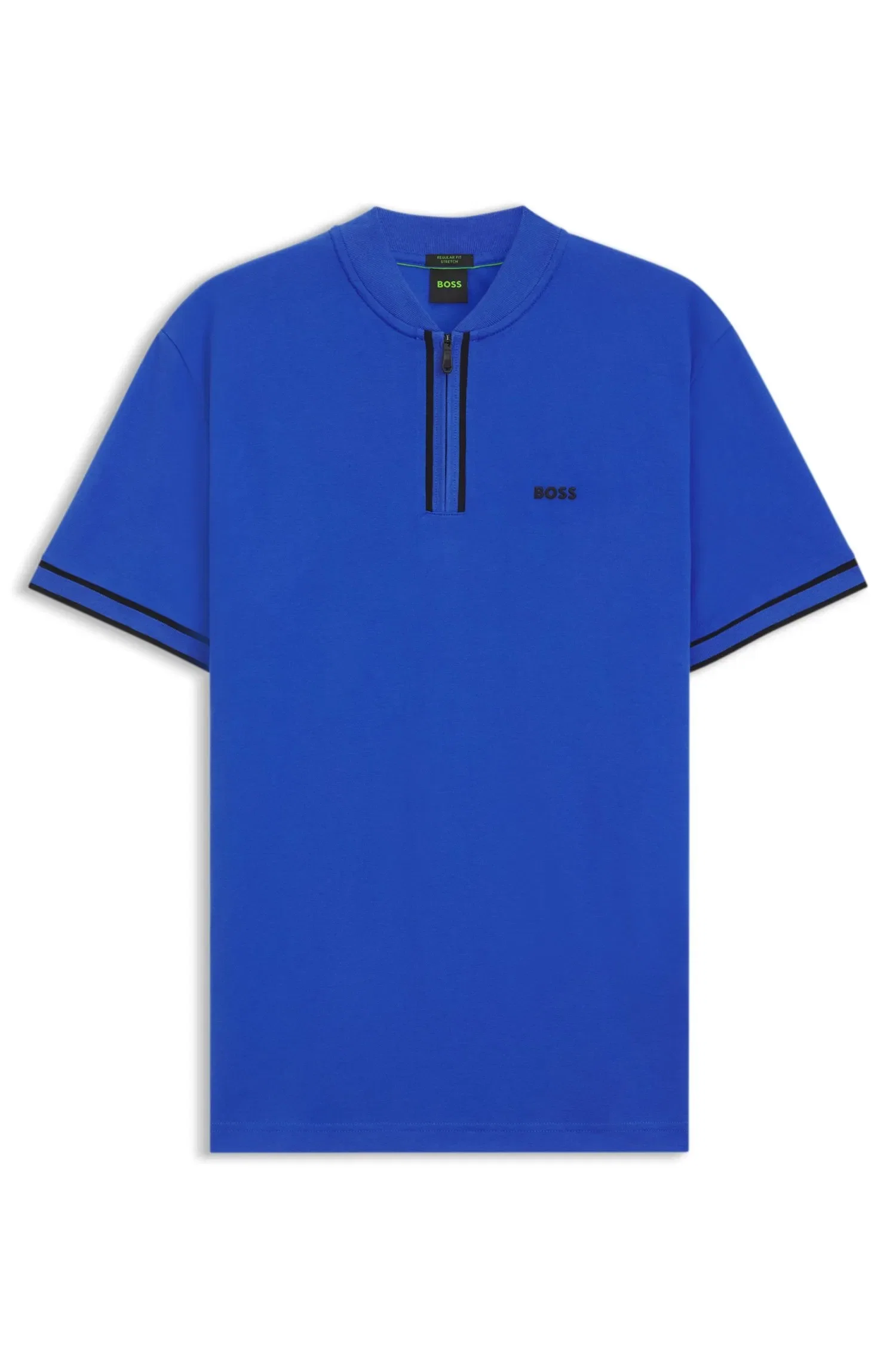 Polo De Malha Com Zíper Em Algodão Piqué Elástico