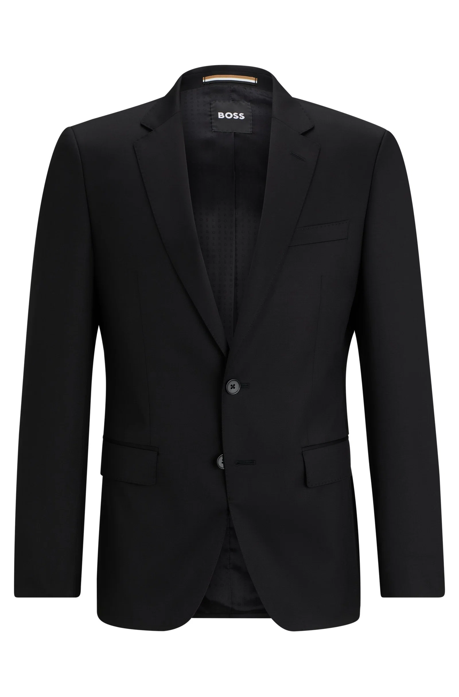 Blazer De Fechamento Simples Em Sarja De Lã Virgem