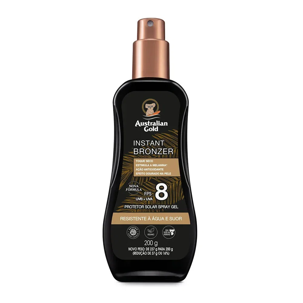 Protetor Solar Corporal Australian Instant Bronzer Gold Spray Gel FPS 8 200g