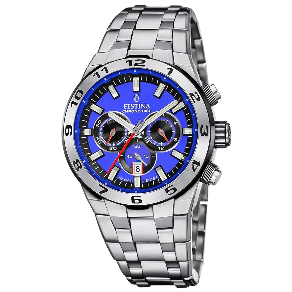 Relógio Festina Masculino Prata com Azul — imagem 1