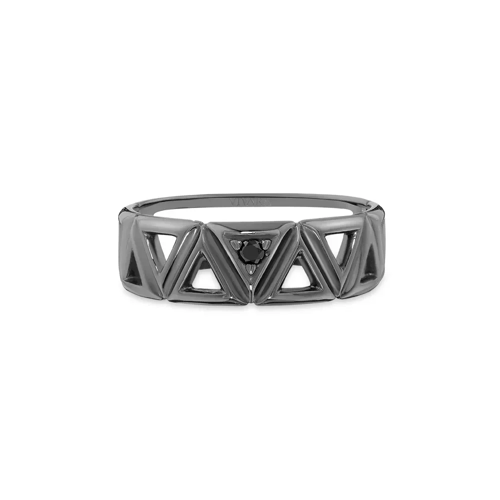 Anel Icona Man em Prata 925 com Ródio Negro e Diamante Negro — imagem 1