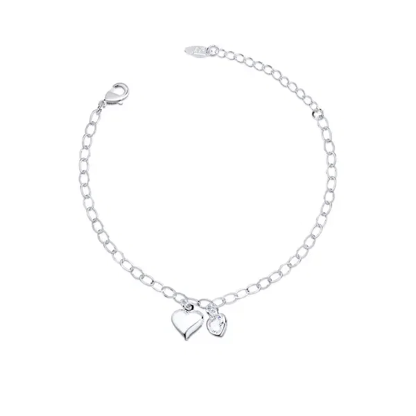 Pulseira Prata Leve Corações