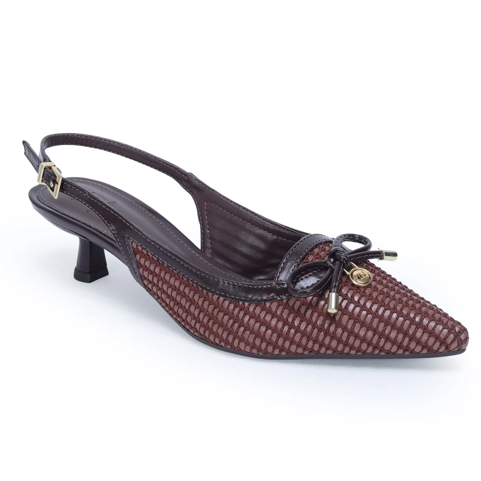 Slingback Palha Laço Medalha Wj 4cm