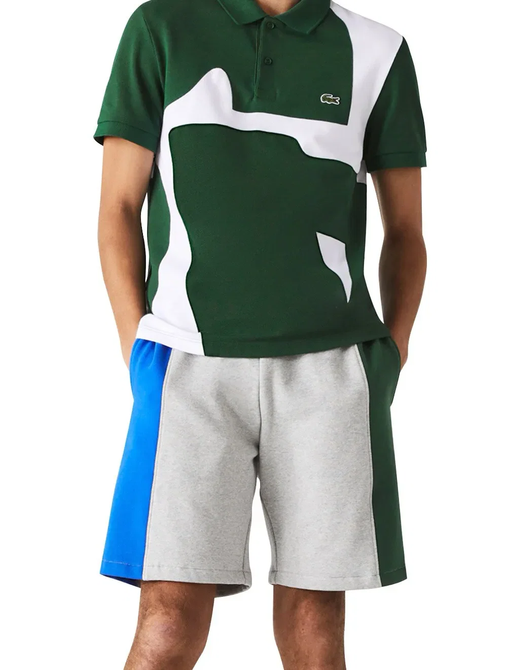 Bermuda Lacoste Moletom Masculina Sash Signature Verde Azul Cinza Mescla