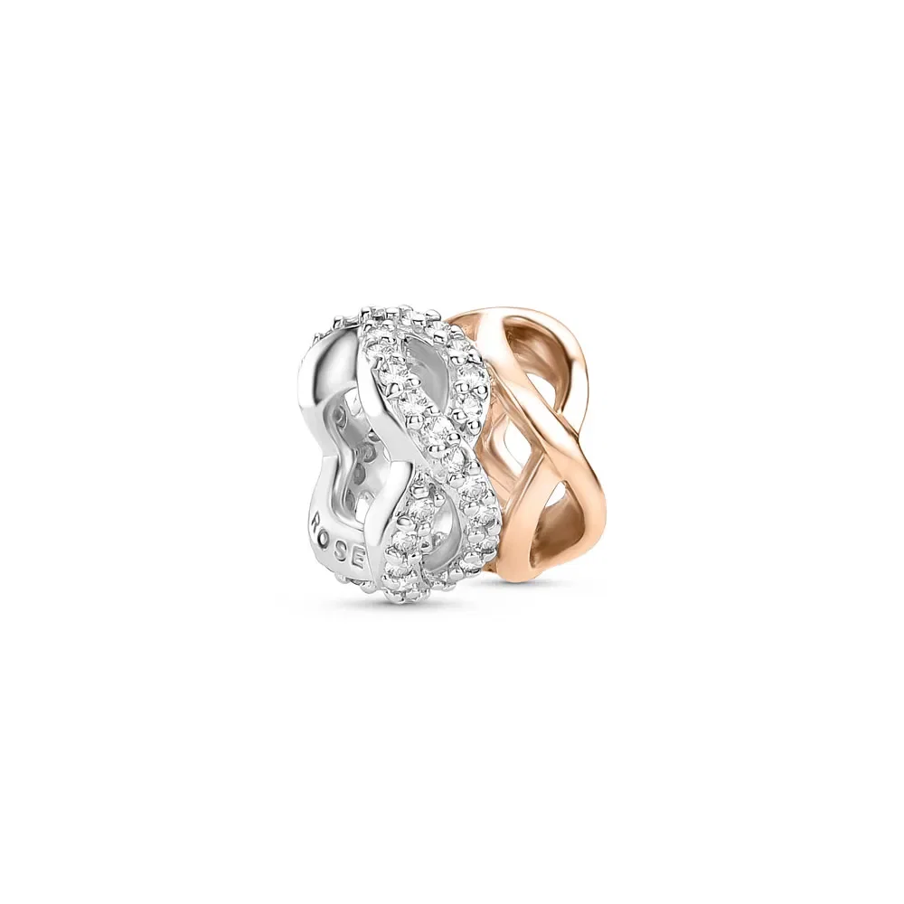 Separador Life My Rosé Infinito em Prata 925 com Banho de Ouro Rosé 18k e Topázios Incolores