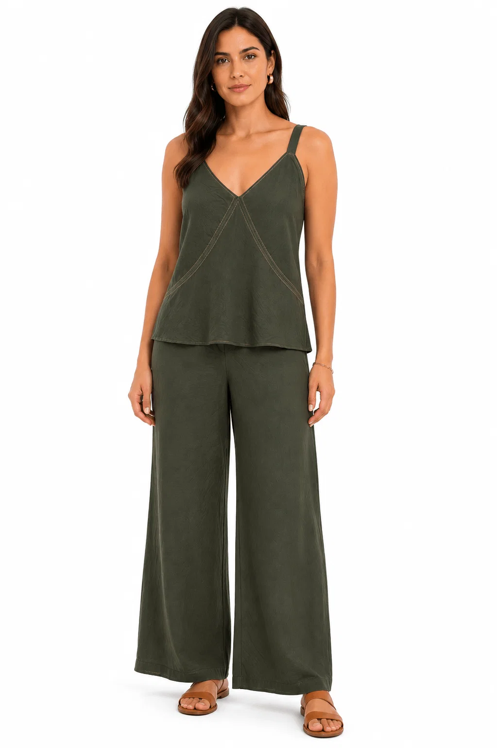 Blusa Alca Larga Pesponto Contrastante - Verde