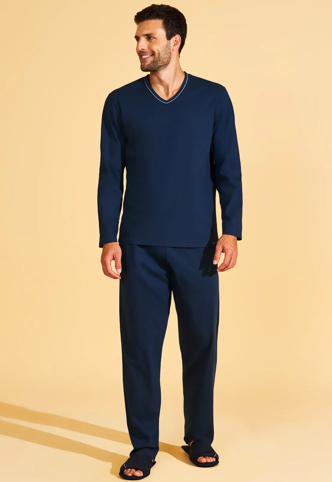 Pijama Longo De Malha 100% Algodão Recco