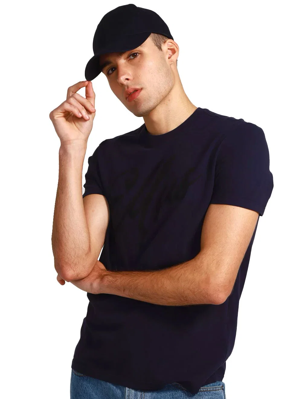 Camiseta Ellus Masculina Classic Manual Script Azul Marinho