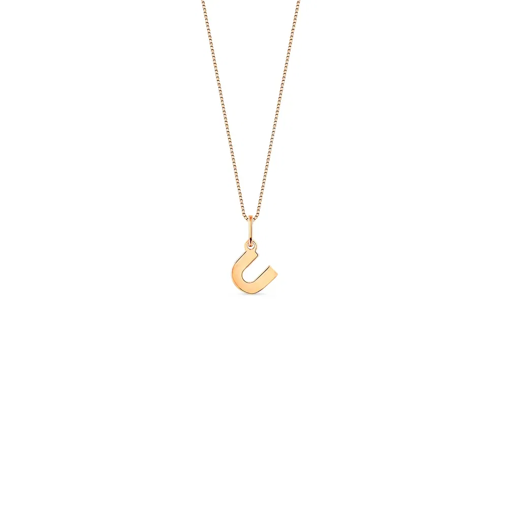 Pingente Letra U em Ouro Rosé 18k, 12mm — imagem 1