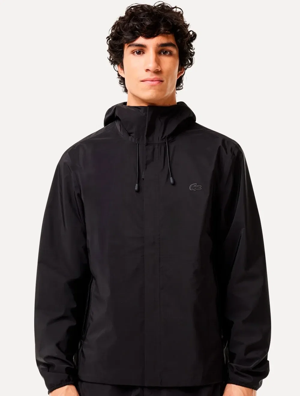 Jaqueta Lacoste Masculina Hoodie Waterproof Track Sport Preta