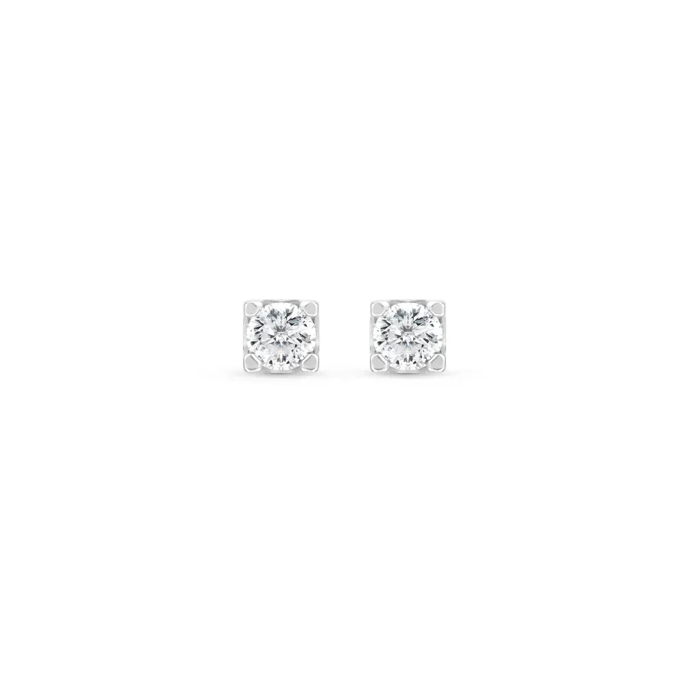 Brinco Solitário Forever em Ouro Branco 18k com 0,24ct de Diamante