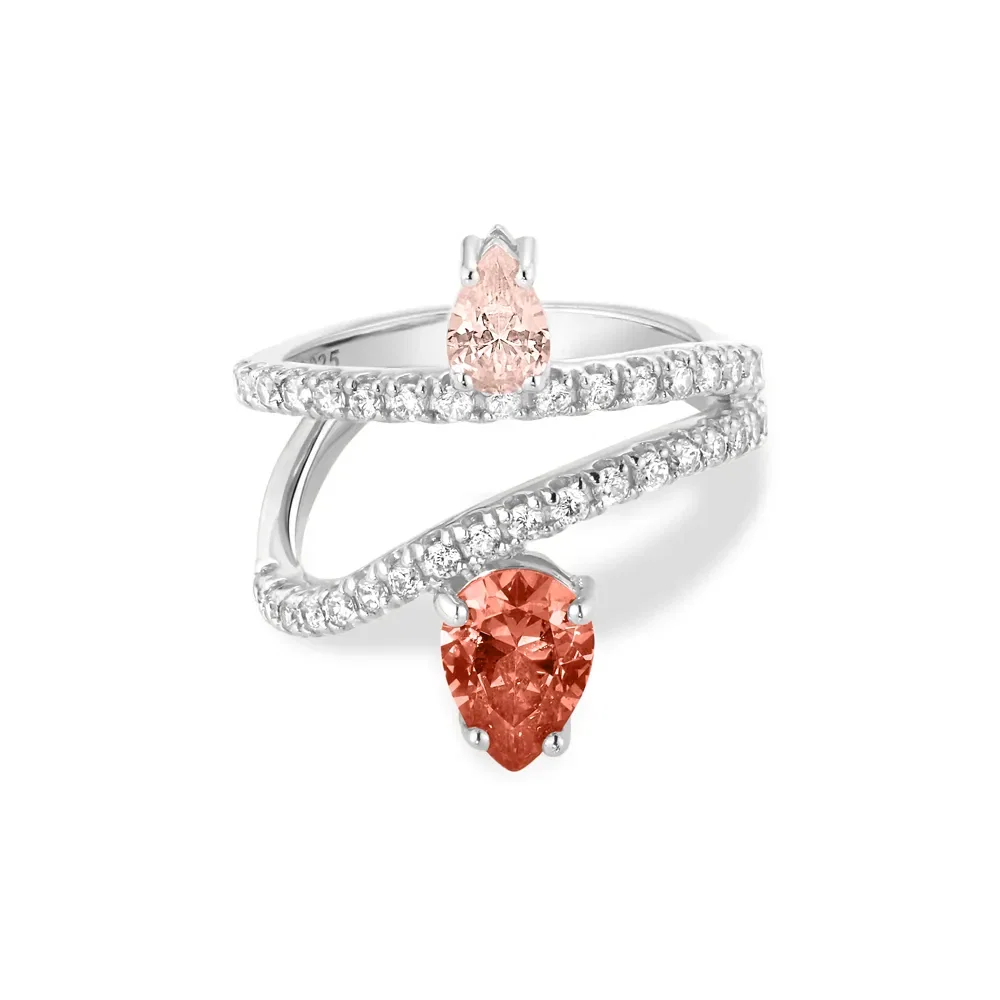 Anel Life Sun II em Prata 925 com Pedras Rosadas e Incolores — imagem 1
