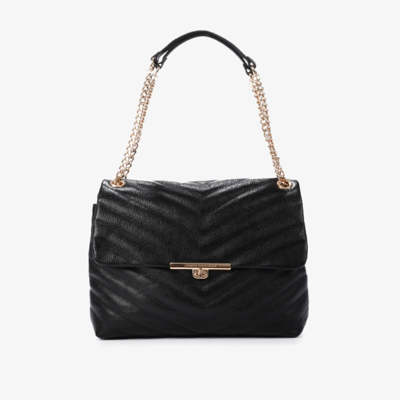 Bolsa De Ombro Mercedes Preto Matelassê Couro