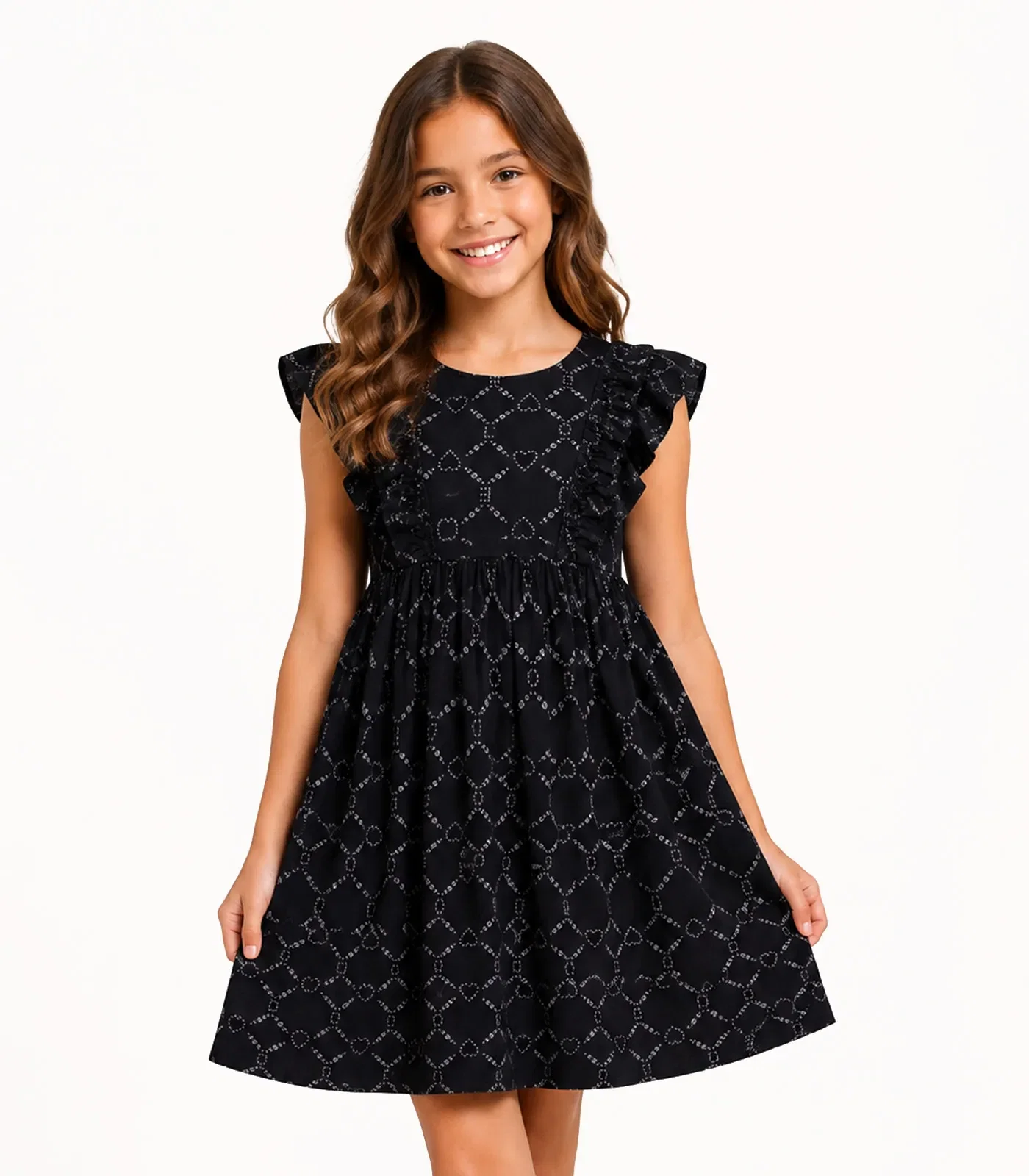 Vestido Infantil Feminino Estampado Trick Nick Preto