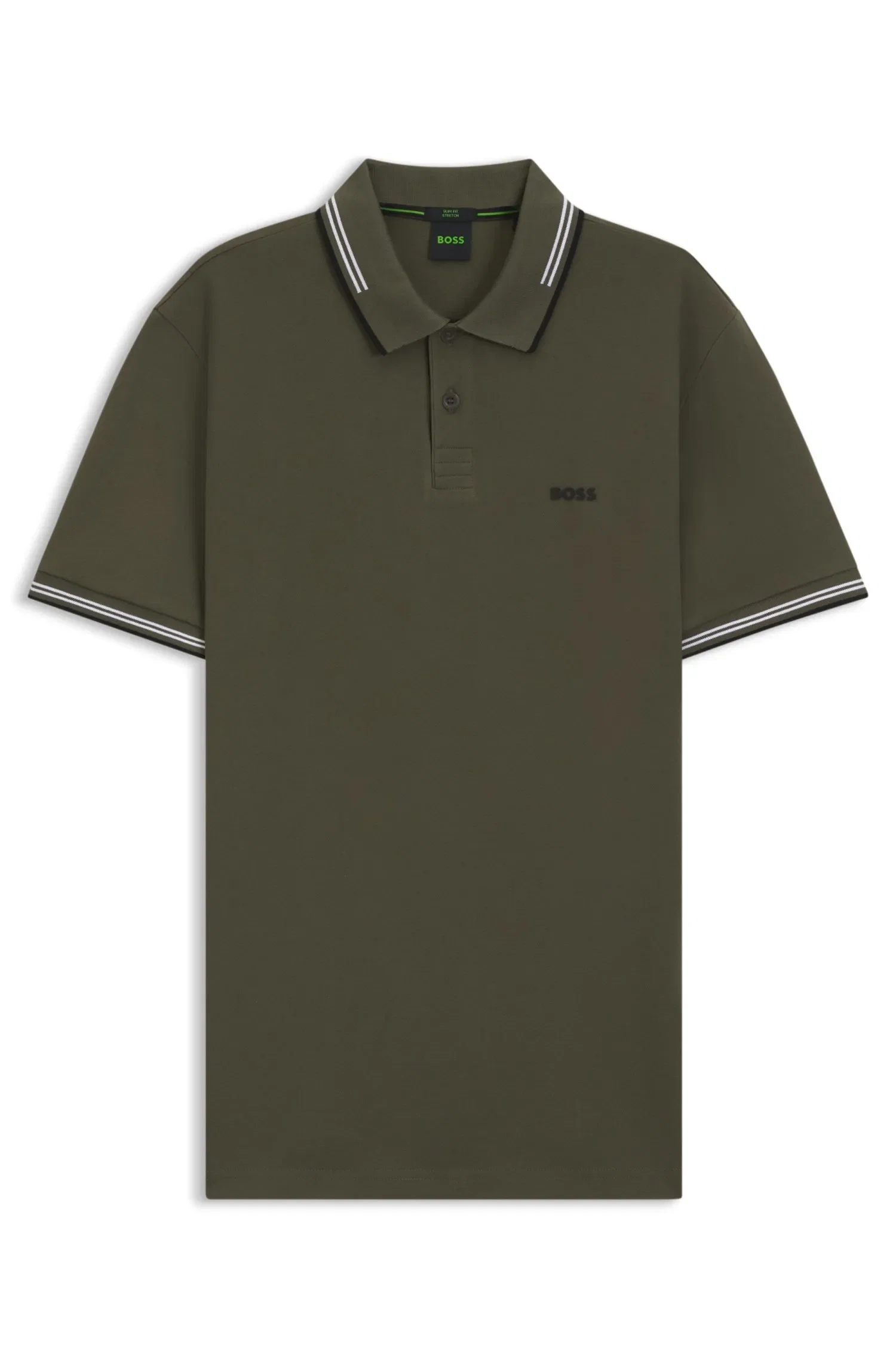 Polo Slim Fit Em Algodão Elástico Com Logo — imagem 1