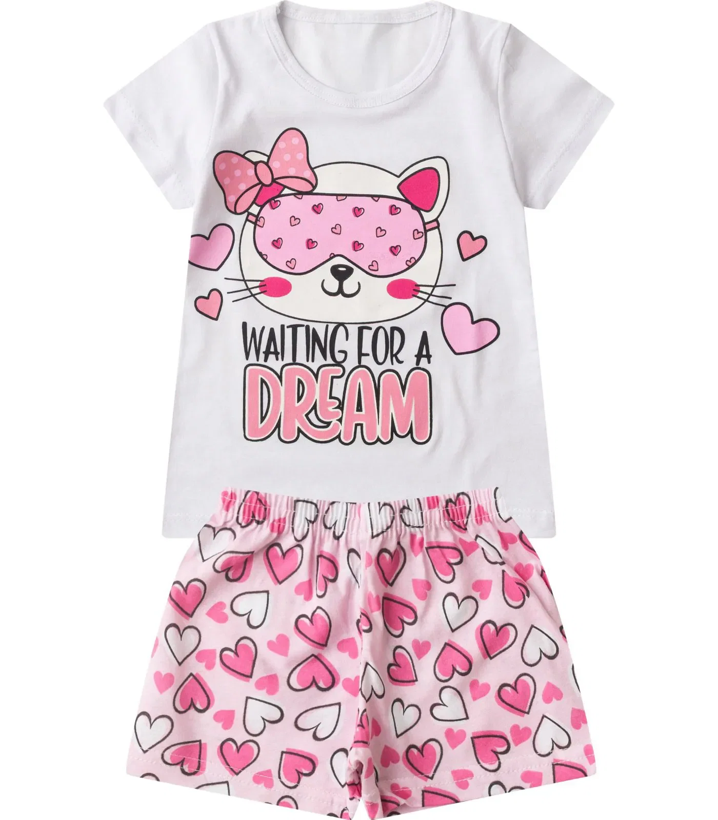 Pijama Verão Menina Brilha no Escuro Kappes Branco