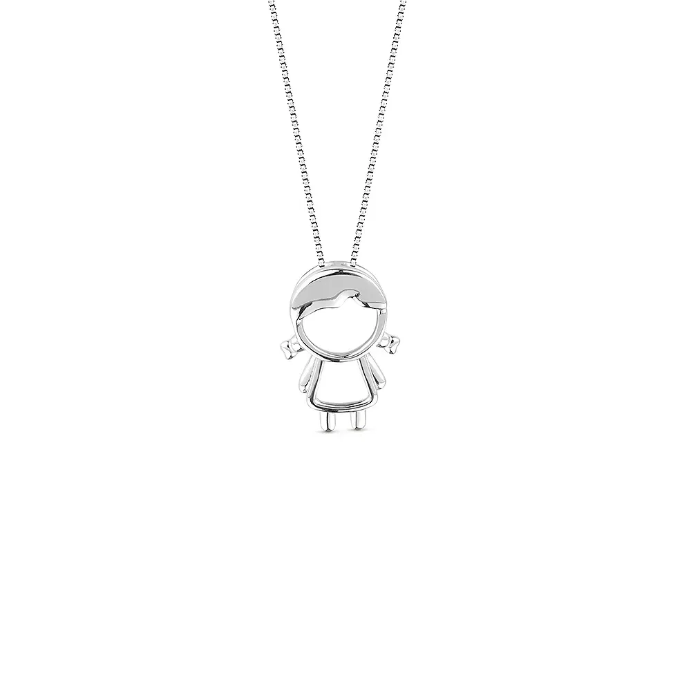 Pingente Menina em Ouro Branco 18k, 15mm — imagem 1