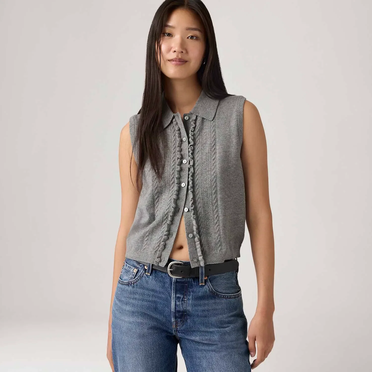 Colete Levi's® Super Soft Ruffle Cinza