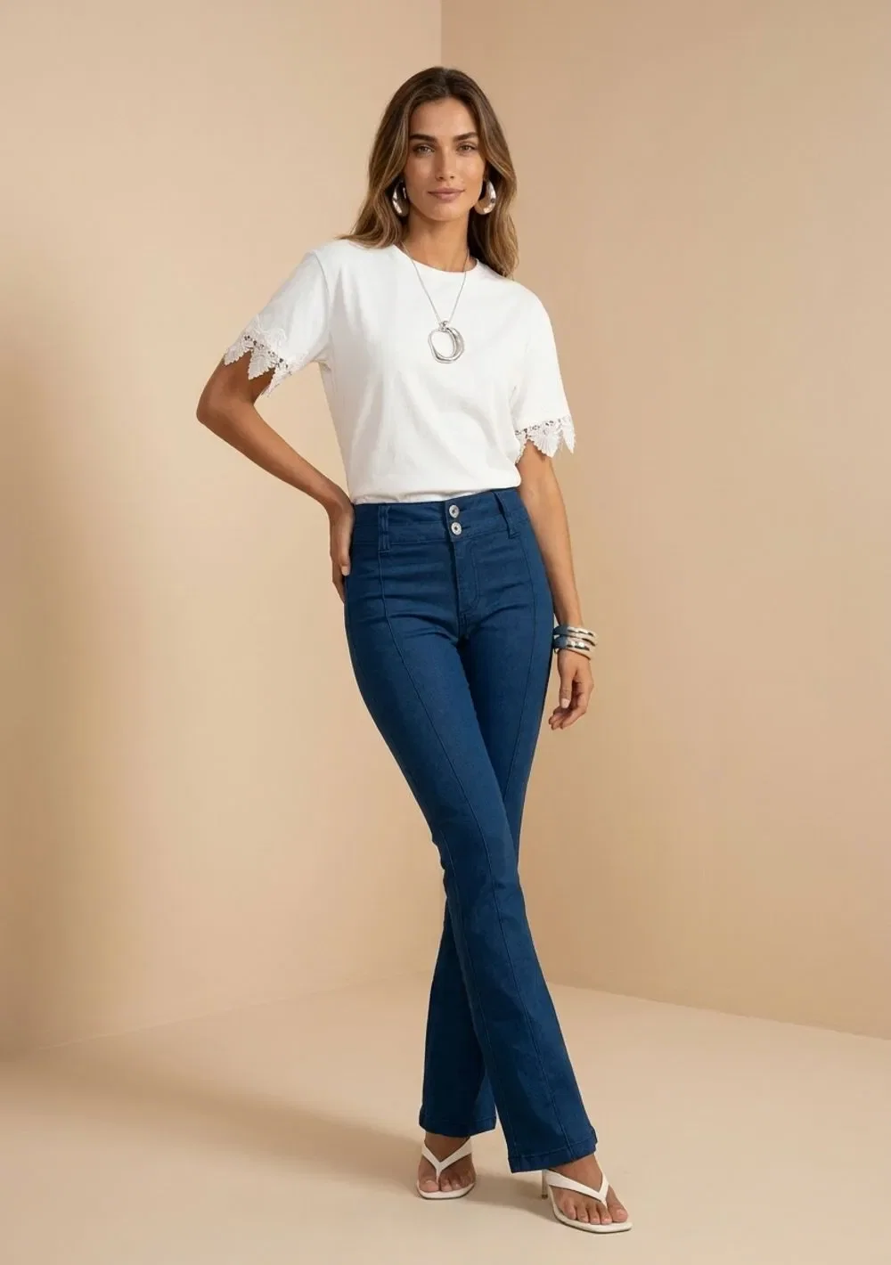 Calça Boot Cut Média Azul