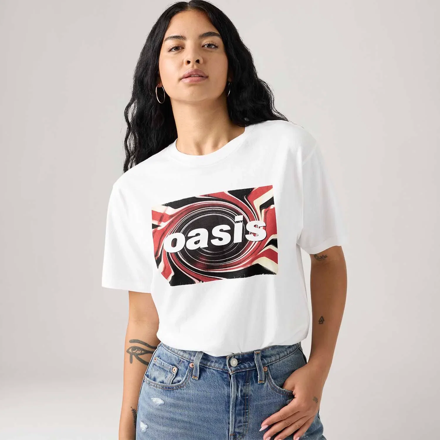 Camiseta LEVI'S® Graphic Tee Union Jack Branca Manga Curta | Collab Oasis — imagem 1