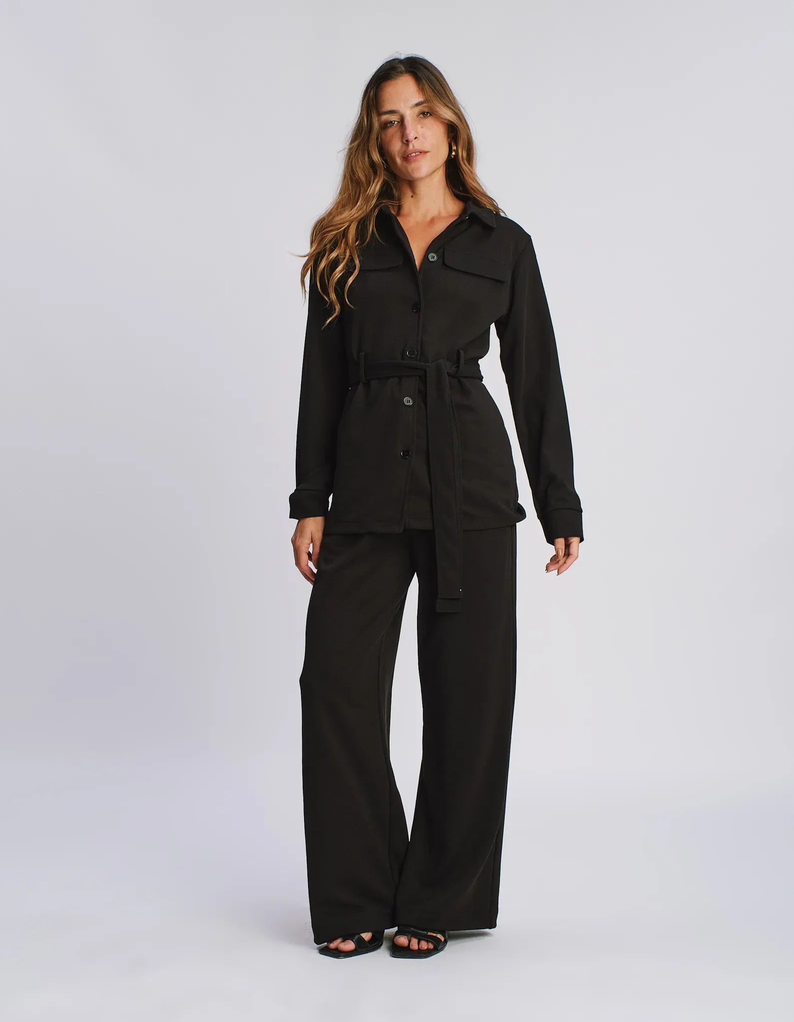 Calça Pantalona Cós Amarração - Preto — imagem 1