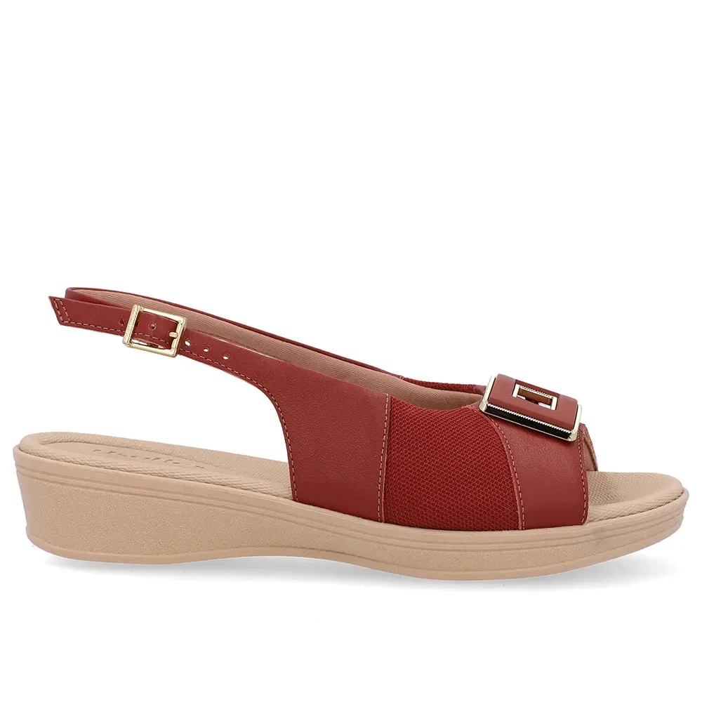 Slingback Marrom Salto Anabela Couro — imagem 1