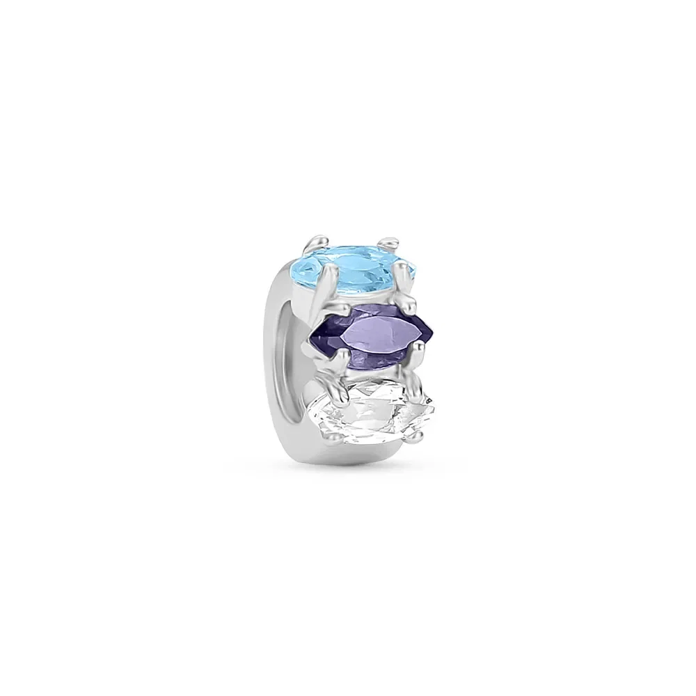 Separador Life Acqua em Prata 925 com Topázio Sky, Incolor e Iolita — imagem 1
