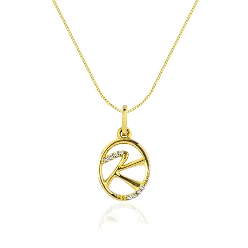 Pingente Letra K em Ouro Amarelo 18k com Diamantes, 15mm — imagem 1