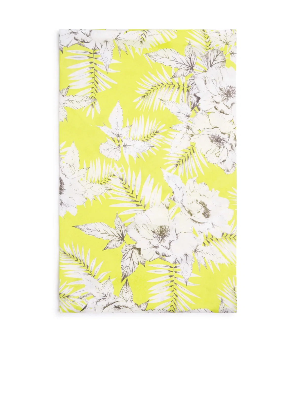 Lenço Floral Seda Amarelo Limao