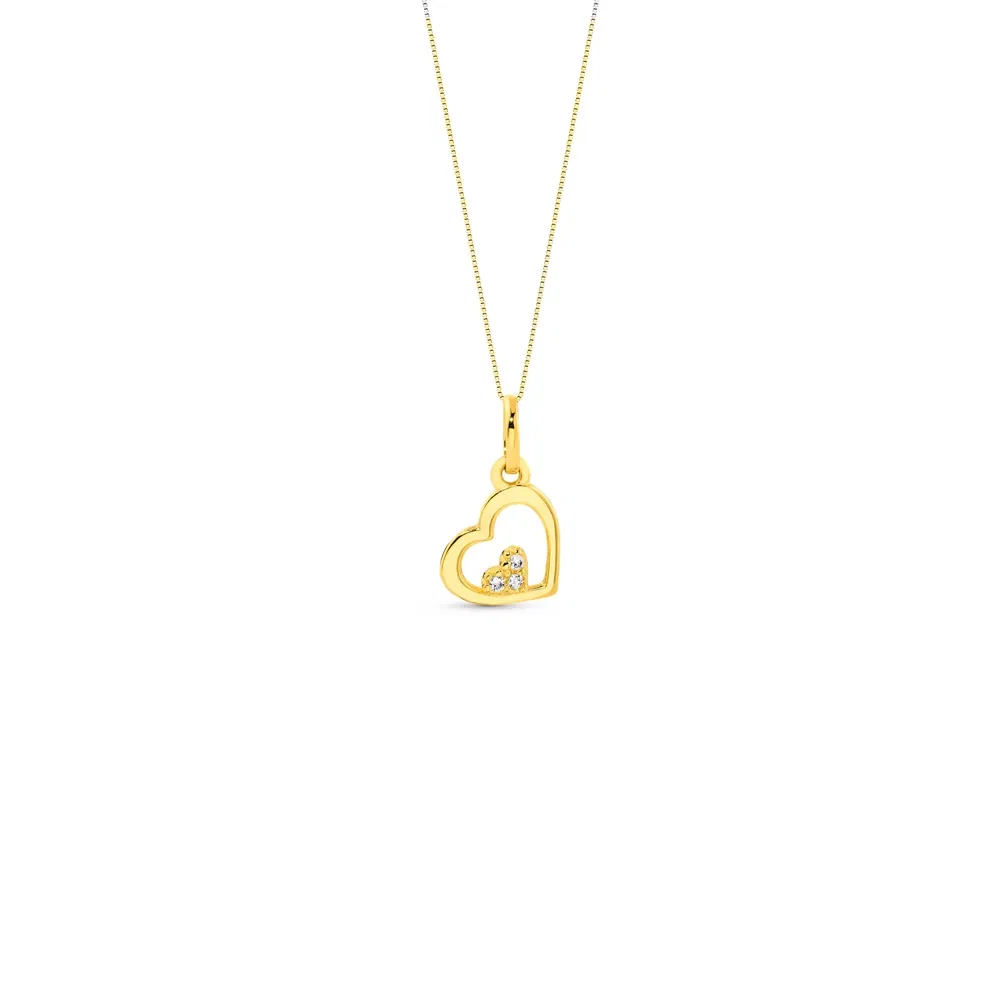Pingente Baby Coração em Ouro Amarelo 18k com Safira Incolor, 12mm — imagem 1