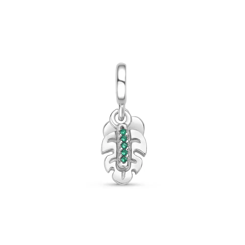 Pingente Life Planta Mom em Prata 925 com Pedras Verdes — imagem 1