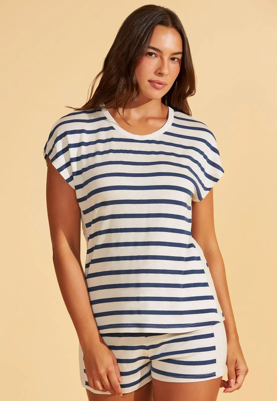 Pijama Curto De Viscose Fine Linen Recco