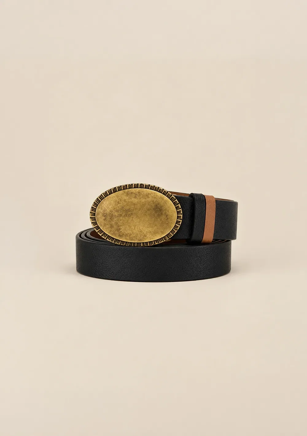 Cinto Cintura Quadril Skinny Dupla Face Fivela Resinada Preto — imagem 1