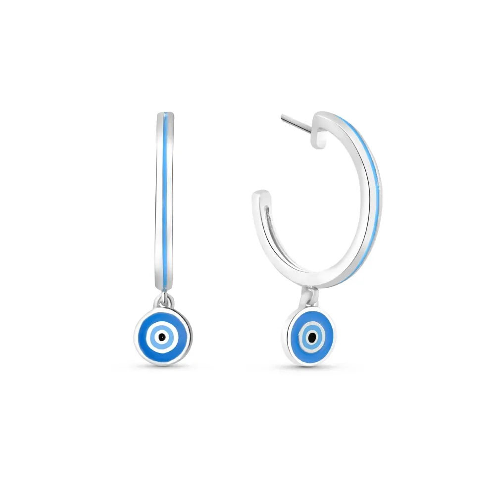 Argola Life Olho Grego em Prata 925 com Esmalte, 30mm — imagem 1