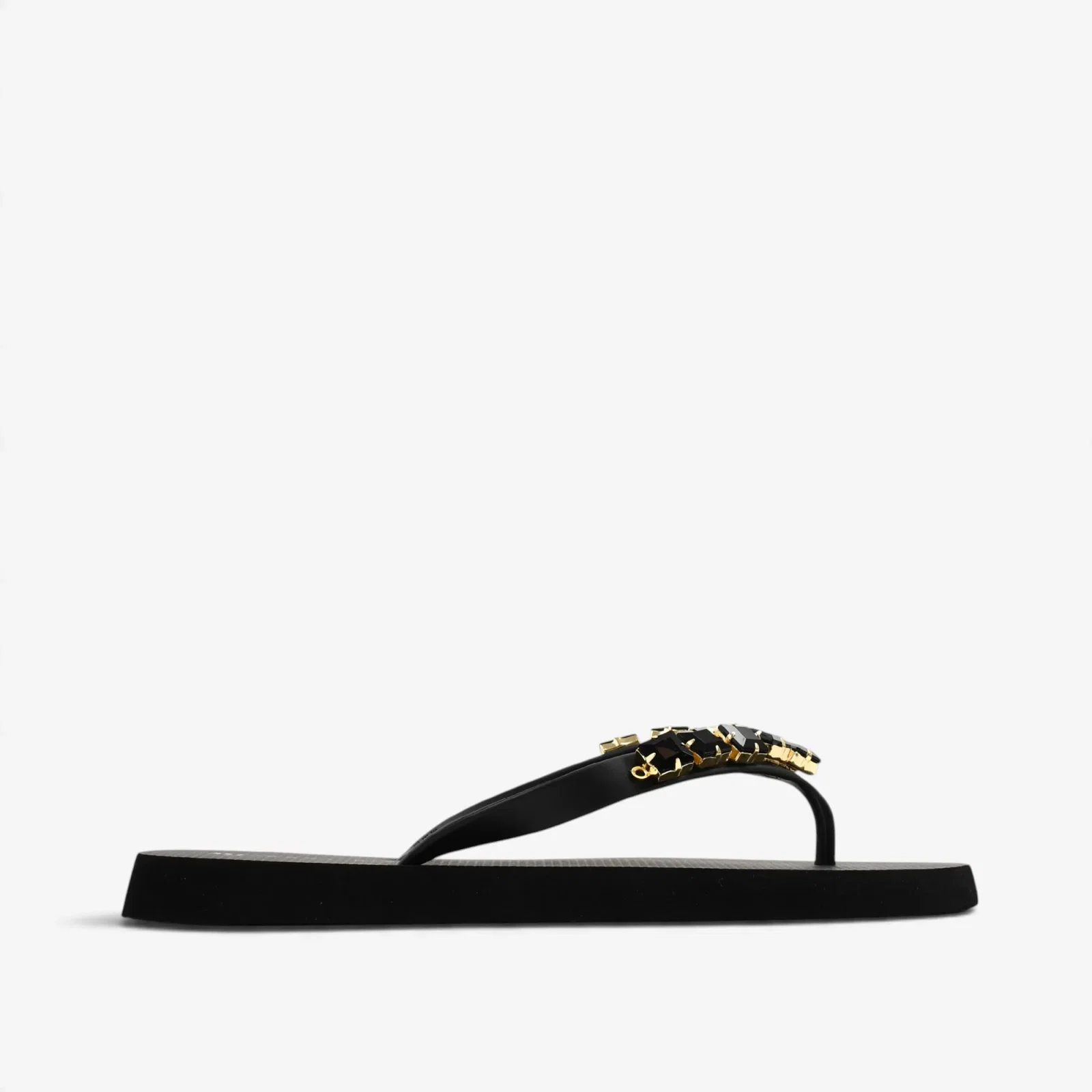 Chinelo Flat Pedraria Preto