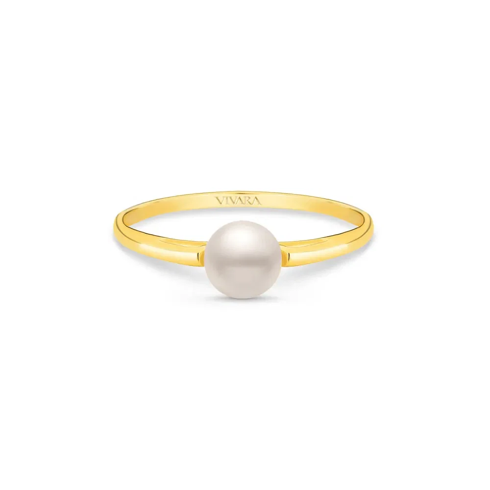 Anel Solitário em Ouro Amarelo 18k com Pérola, 5.5-6mm — imagem 1
