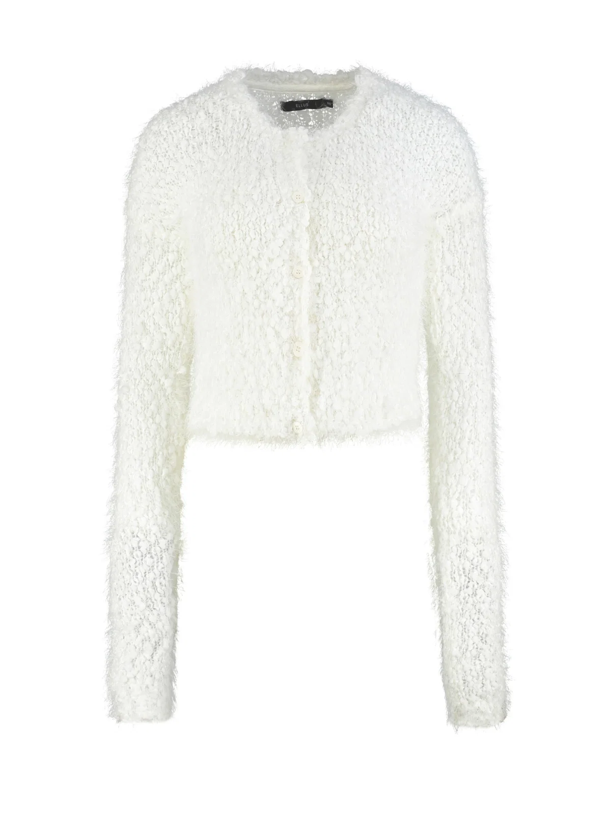 Cardigan Furry Cropped Off White