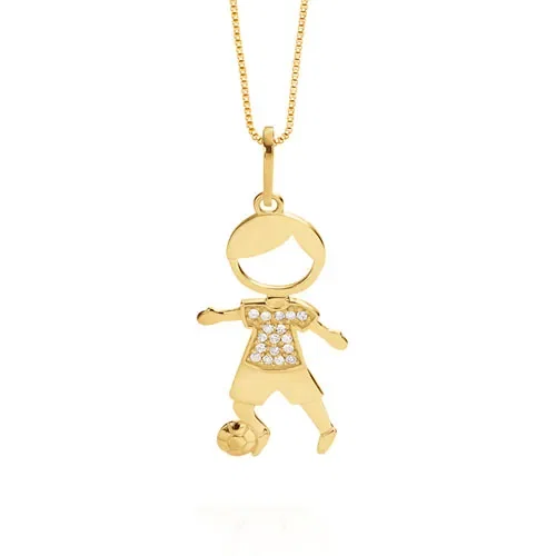 Pingente Menino em Ouro Amarelo 18k com Diamantes, 19mm — imagem 1