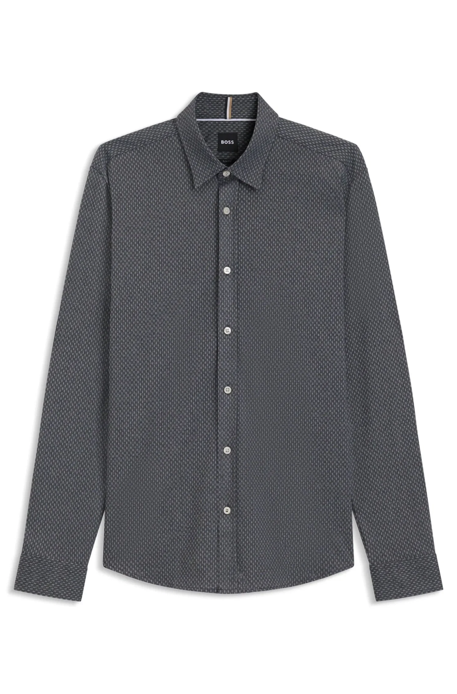 Camisa Slim Fit Em Jacquard De Mistura De Algodão — imagem 1