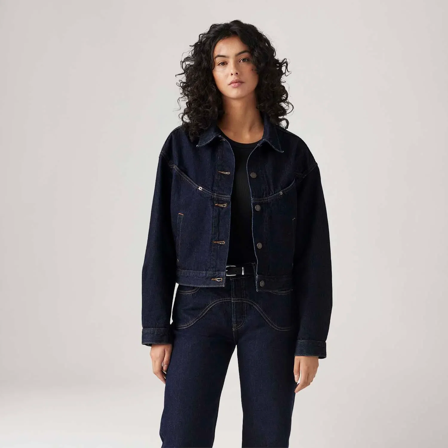 Jaqueta Jeans Levi's® Trucker Shrunken 90's Western Lavagem Escura — imagem 1