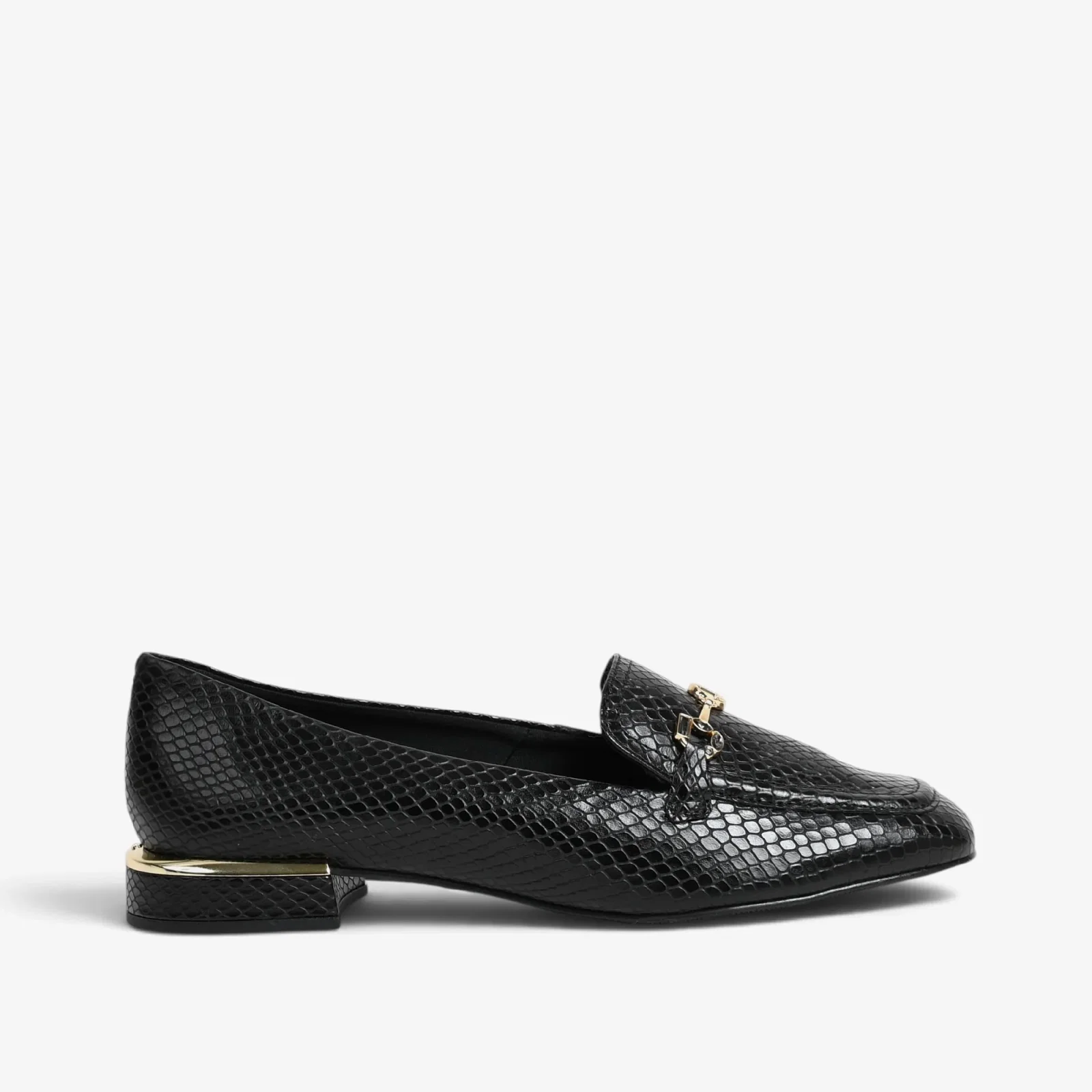 Loafer Preto Couro Snake